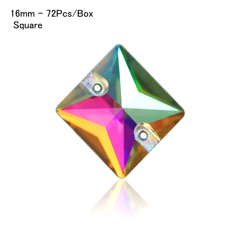 Square-16mm-72Pcs 8 видов AAAAA Кристалл AB Цвет Золотая основа пришить стразы бусины, пришить на камни распорные пуговицы для украшения для одежды - Цвет: Square-16mm-72Pcs