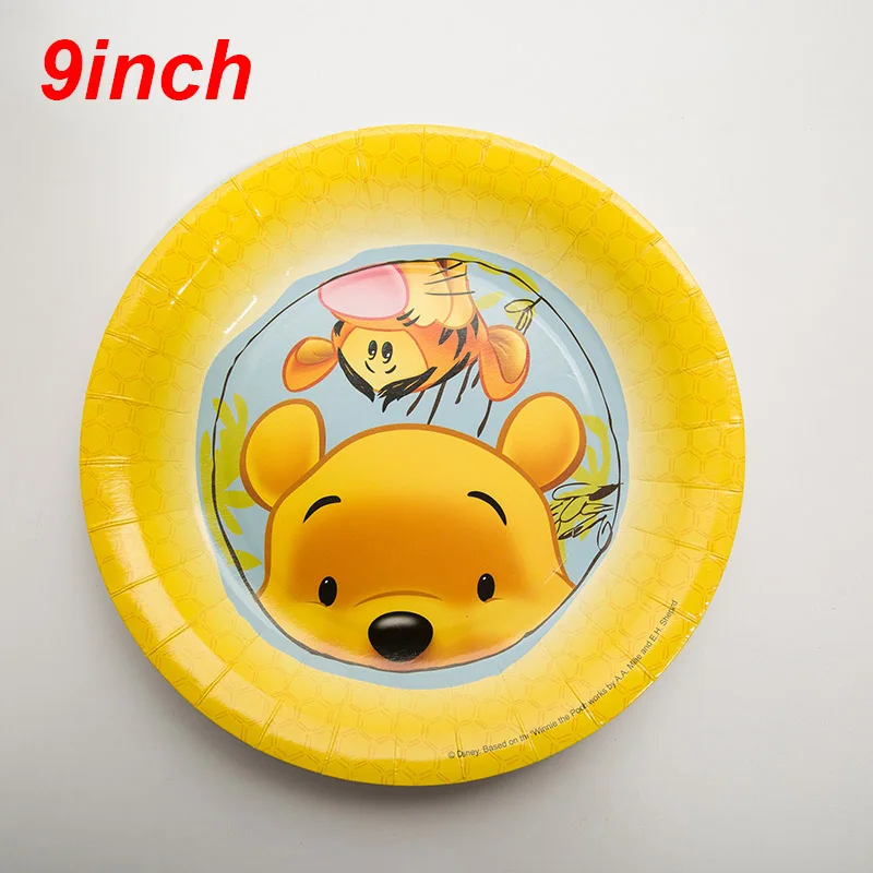 plate 9inch Набор украшений Винни-Пуха для детской вечеринки на день рождения, принадлежности для вечеринки Винни на день рождения, набор для вечеринки на день рождения, вечерние принадлежности - Цвет: plate 9inch