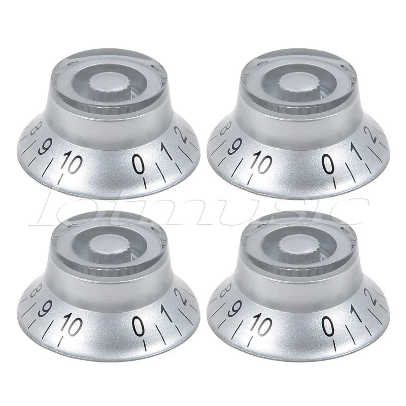 

4pcs Top Hat Bell Knob Guitar Volume Tone Control Knob 6mm Silver