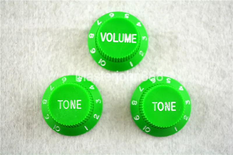 1 Набор ручек для электрогитары зеленые с белой краской громкость и 2 тона ST SQ |