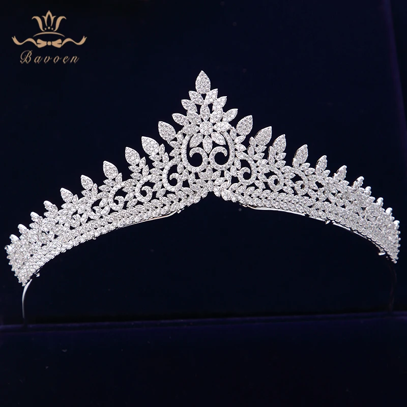 Sparkling Zircon Crystal Brides Tiaras Crowns Wedding Hairbands Royal Queen Evening Hair Jewelry Wedding Accessories
