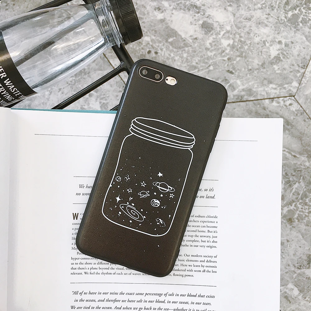 Simple Line Art Starry Sky Wishing Bottle Silicon Phone Case for Iphone 6 6s 7 8 Plus Coque Funda X XS Max XR Dropshi |