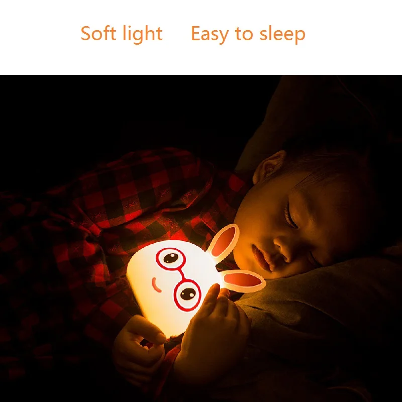 Ночной светильник с мультяшным Кроликом сенсорный датчик ночник милый