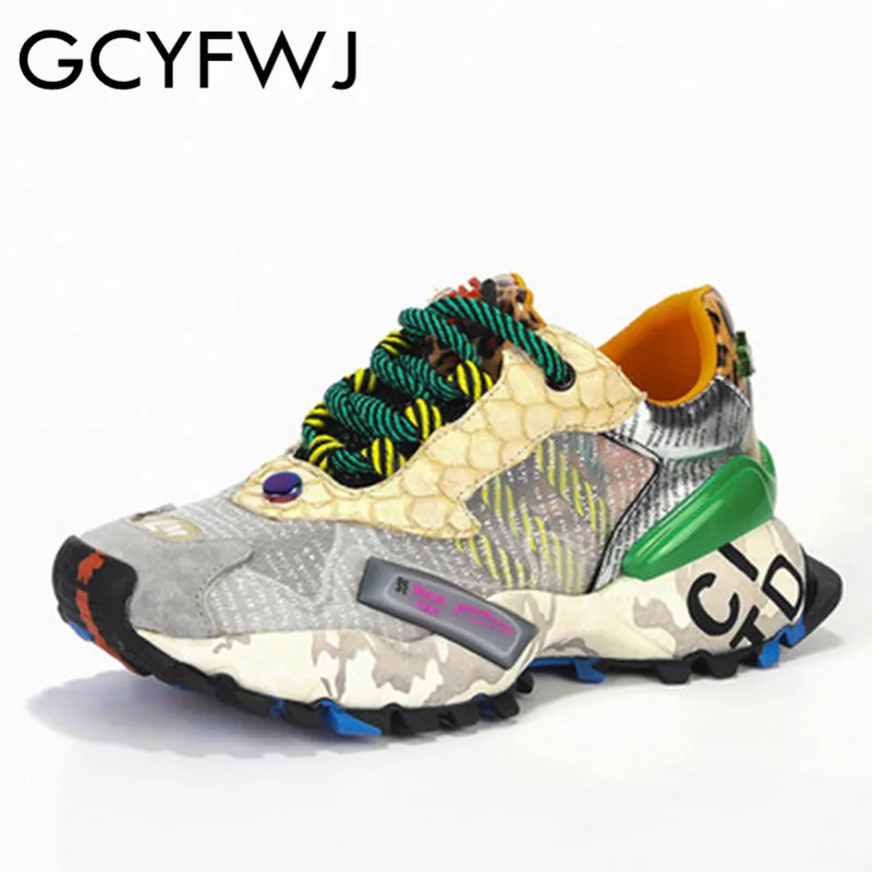 GCYFWJ/2019 г. Новые летние женские кроссовки дышащие сетчатые кожаные туфли