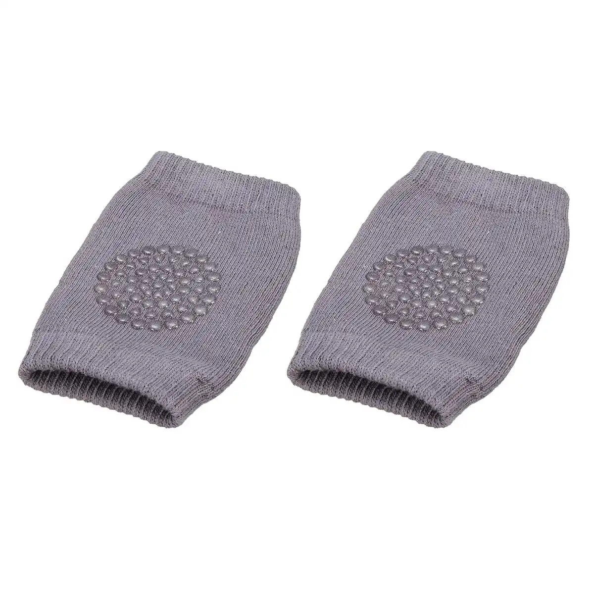 Dark Gray 1 Pair Cotton Baby Knee Pad Child Safety Crawling Anti Slip Soft Cushion Toddlers Leg Warmer Breathable Knee Support Protector - Color: Dark Gray