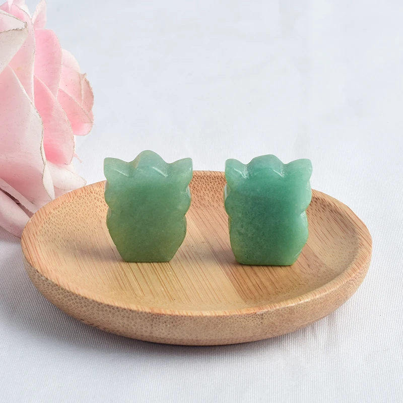 Фигурки из натуральной зеленой авантюрина 2 шт. мини фигурки с животными резьба 1