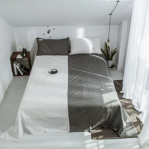 bedsheet 1 Белый синий гладкая хлопковая материя простыни Твин Полный Королева Размер покрывало кровать простыня драп де ЛИТ колледж в общежитии сабаны де альгодон - Цвет: bedsheet 1