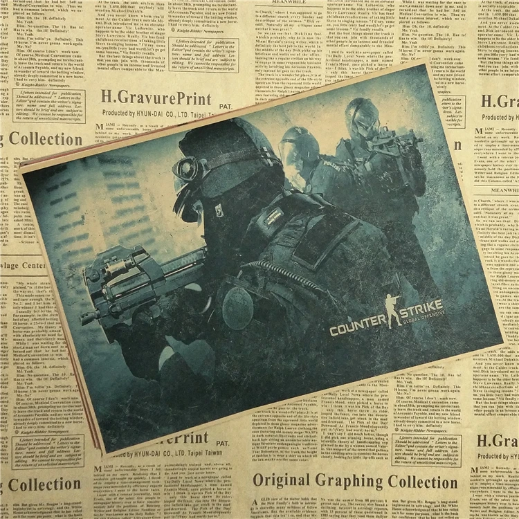 Плакат из игры Counter-Strike CS анти-ужас Элитная Ретро картина коричневой бумаги