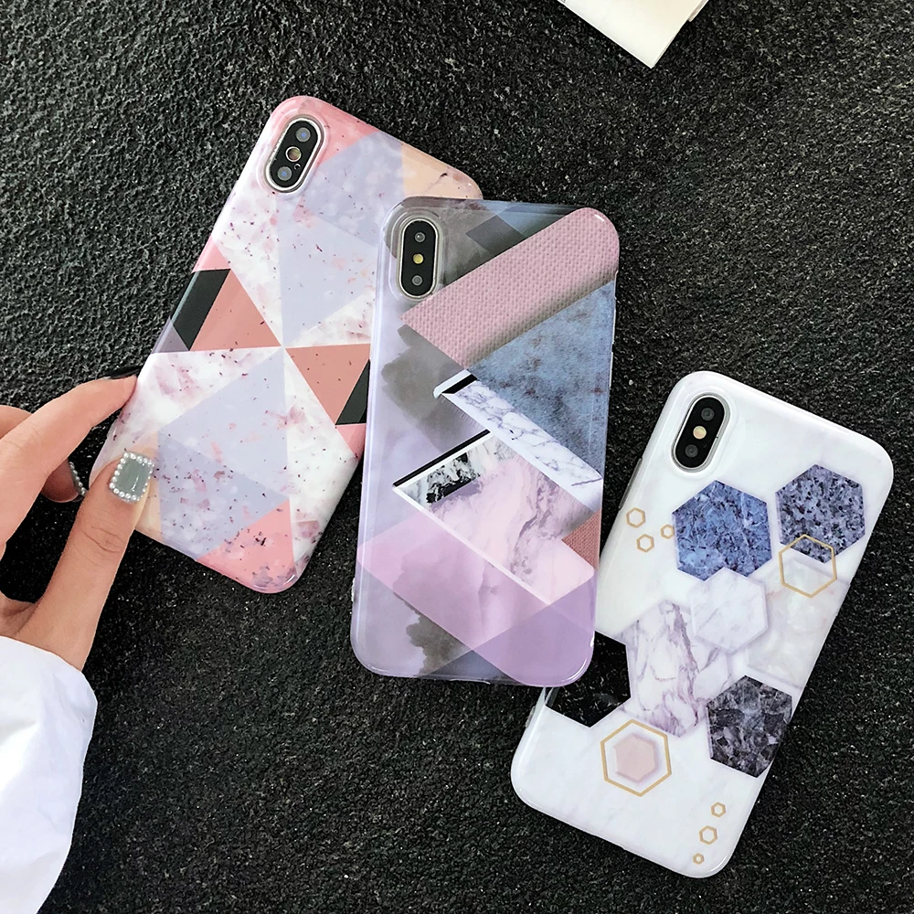 LOVECOM мраморный чехол для телефона для iPhone 11 Pro Max XS Max XR XS 6 6S 7 8 Plus X геометрический треугольник мягкий IMD чехол для телефона подарки
