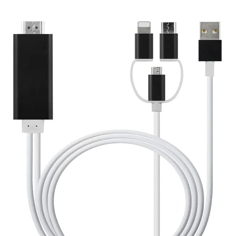 Новый кабель HDTV 3 в 1 2 м USB Type c Micro Для HDMI совместим с iPhone 5 5S 6 6S Plus для Android LG Samsung HTC