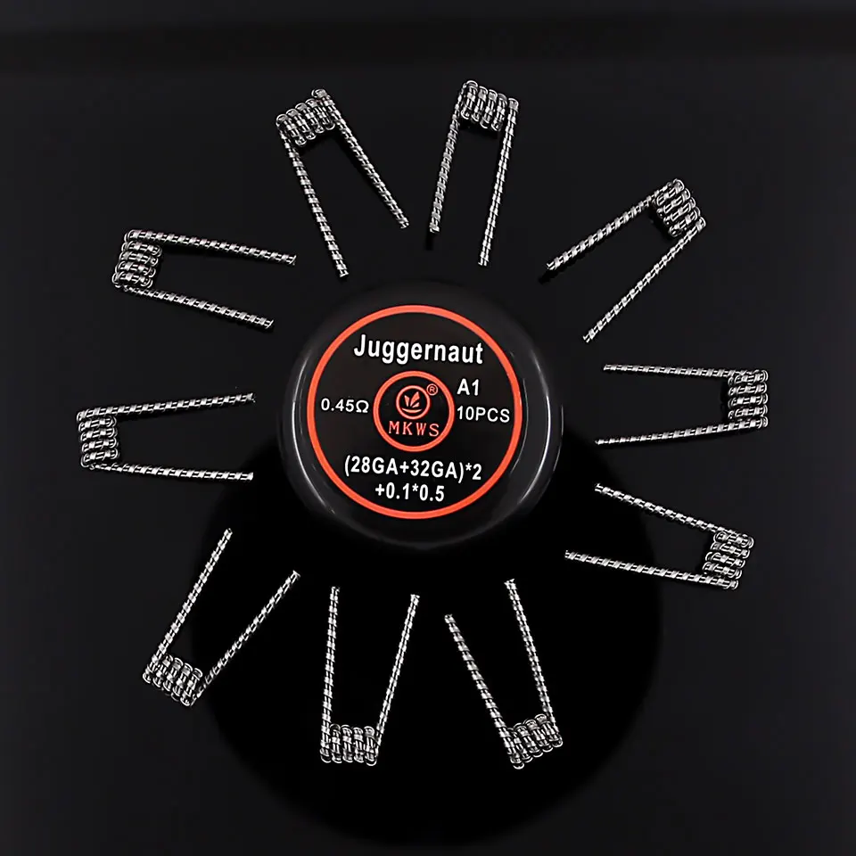 Готовые катушки MKWS Juggernaut A1 SS316L 10 шт. 28GA + 32GA 0 45 Ом 3 готовые для RDA RBA RTA вейп