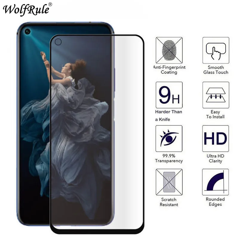 2 piezas Protector de pantalla LCD Honor 20 Pro pegamento completo vidrio templado para Honor 20 cubierta completa tel&eacute;fono vidrio Huawei Honor 20 / 20 Pro-2