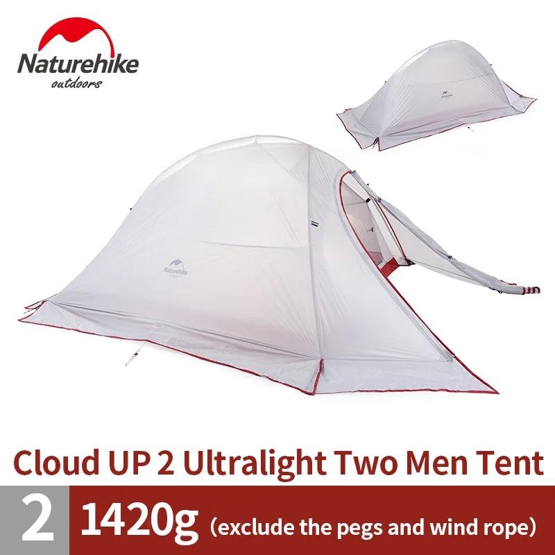 2 Man 20D with skirt Naturehike Cloud Up Series 1 2 3 человек Сверхлегкий тент 20D силиконовый тент двухслойный Открытый Кемпинг туристический тент с бесплатным ковриком - Цвет: 2 Man 20D with skirt