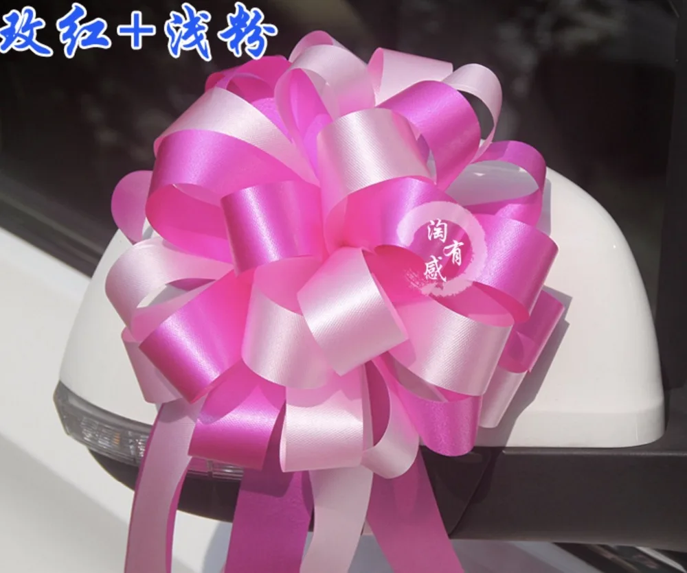 Красивая двухцветная лента с большим бантом 3x110 см цветы для подарочной упаковки