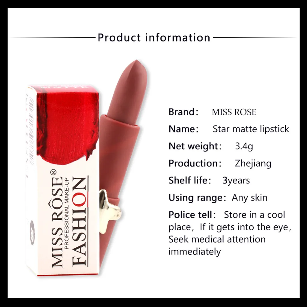 MISS ROSE 12 цветов матовая губная помада водонепроницаемая Макияж для губ maquillajes para
