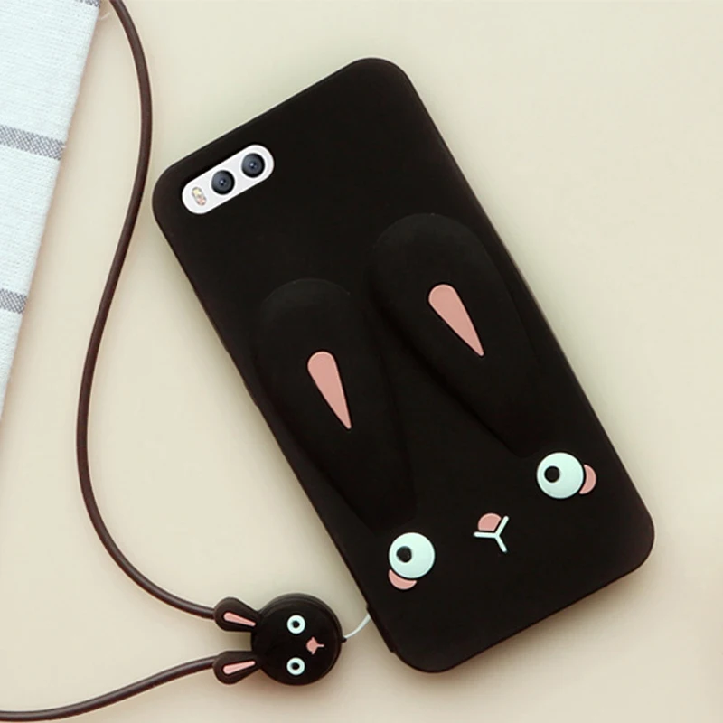 Cute Color Printed Case for Xiaomi Mi Note 3 Soft Silicon Back Cover with Lanyard Funda |