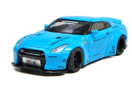 GTR blue car model 1: 64 масштаб Diorama маленький мальчик за окном парковка металлическая автомойка магазин дисплей коробка Смолы Рисунок сцена модель игрушки - Цвет: GTR blue car model