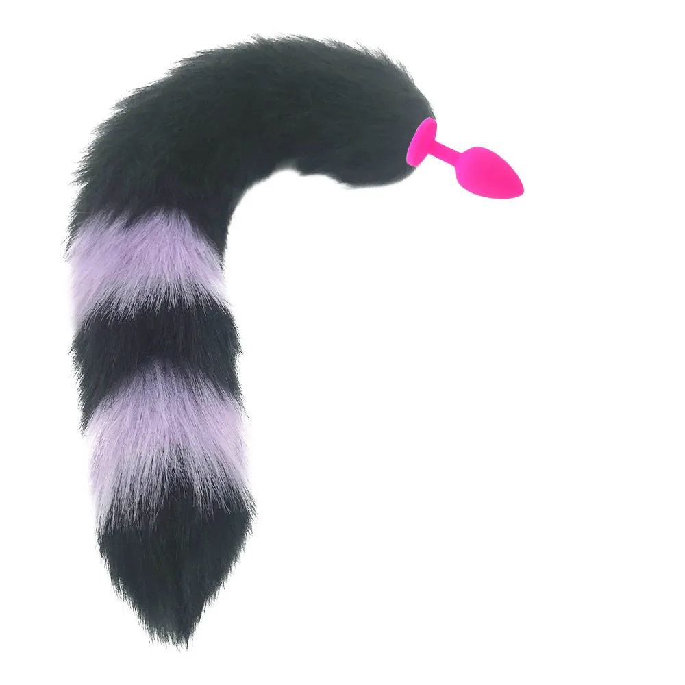 Men &amp Women Silicone Butt Plug Jelly Black Fox Tail Anal Toys Real Feeling Adult Sex Products | Красота и здоровье