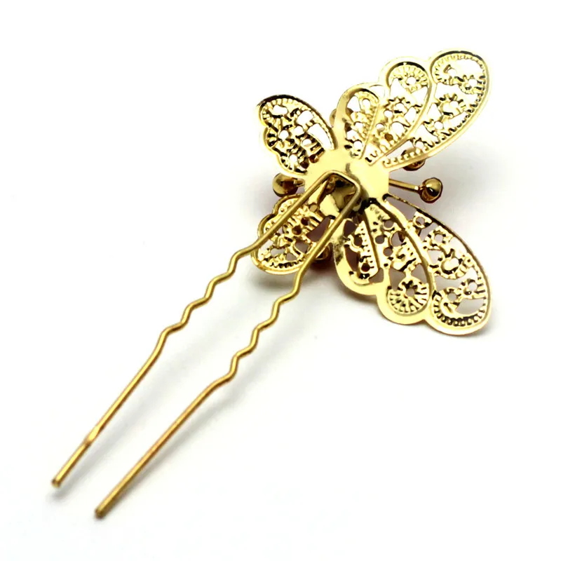 2x Luxurious shining Pearl Crystal Butterfly Hairpin Wedding Party Hairwear Tiara Decor |