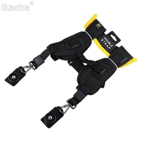 black double dual camera shoulder strap quick rapid sling camera belt adjustment for canon nikon sony camera digital dslr strap
