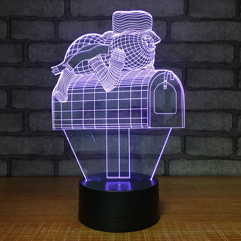 Ночники в виде почтового ящика со снеговиком Креативные 3D светодиодные 7 цветов