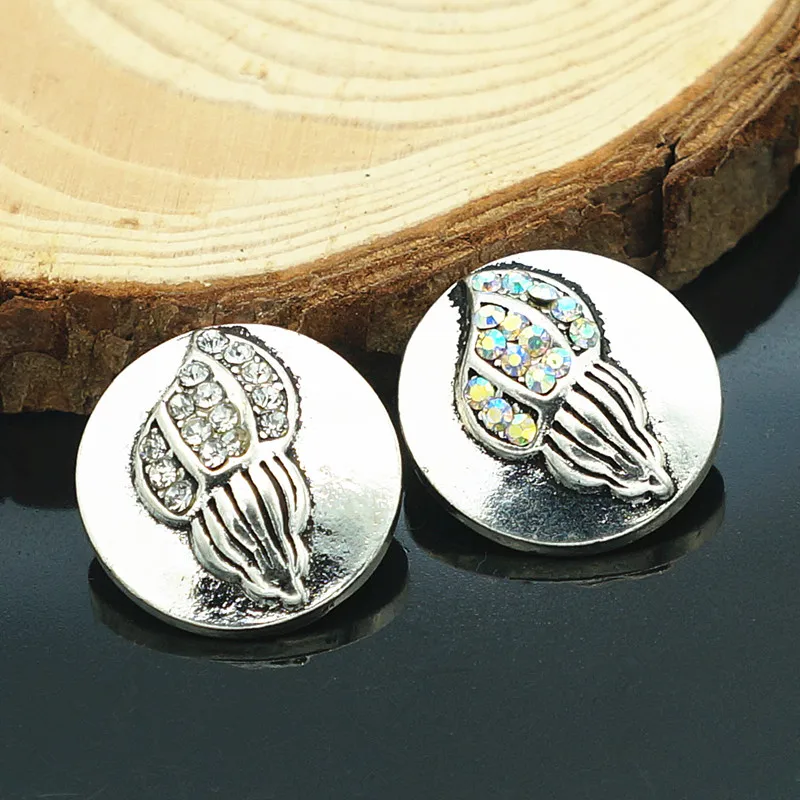 

Fashion beauty Rhinestone conch 18MM metal snap buttons fit DIY 18mm snap jewelry wholesale KZ3256