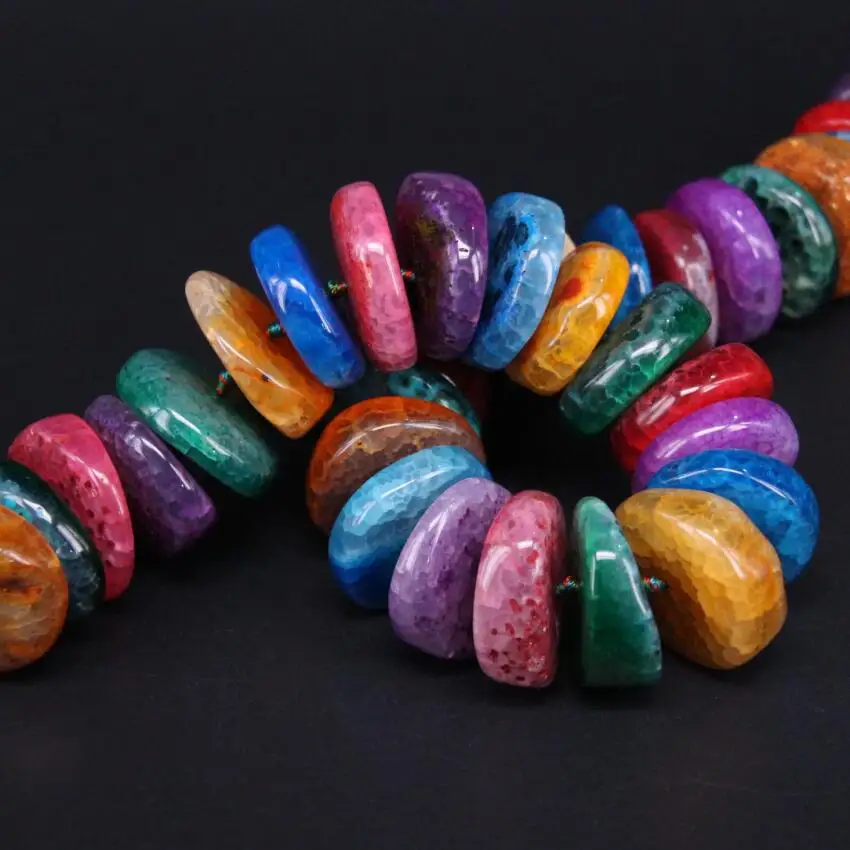 15 5 дюйма/нить большая Радужная натуральная агатная плита с трещинами круглые