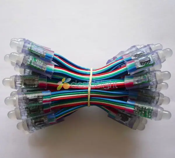 50 шт. 12 мм диффузные RGB светодиодные пиксели 5В WS2801 IC водонепроницаемый цифровой