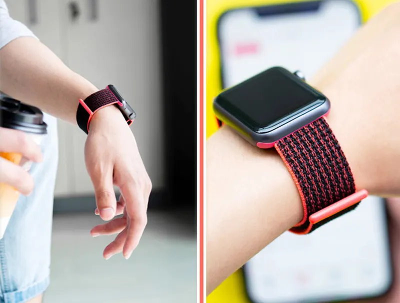 Нейлоновый спортивный бесшовный ремешок Ремешки для наручных часов Apple Watch 5 Группа 44 мм, 42 мм, 40 мм 38 м Ремешок для наручных часов Iwatch серии 5/4/3/2/1 ремешок для часов