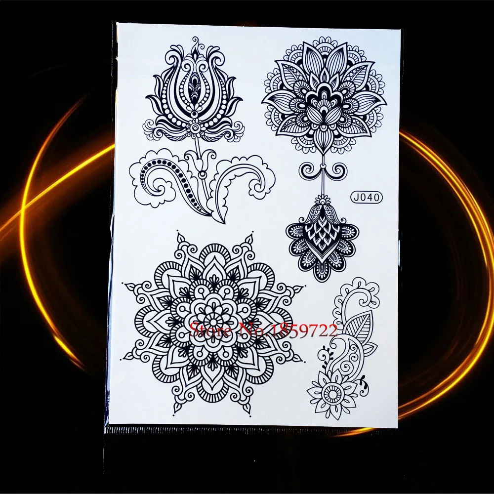 Временная черная Татуировка хны 25 стилей съемная водонепроницаемая слона Ganesha