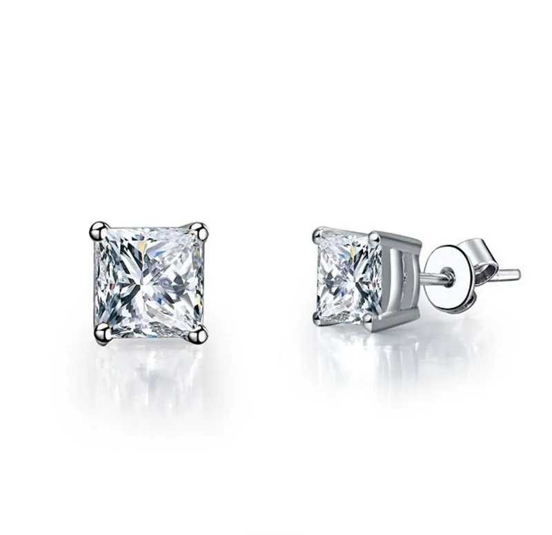 1CTW 6*6 мм каждая G-H серьги-гвоздики принцессы с бриллиантами Moissanite проверенная