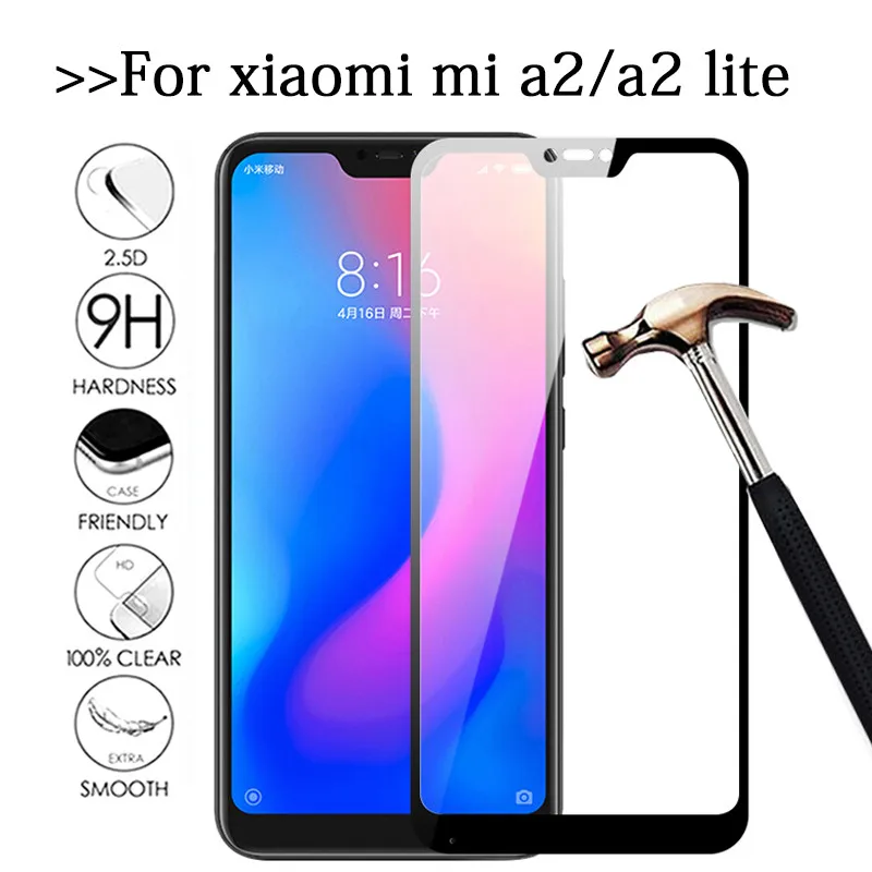 

Mi a2 lite glass For xiaomi mi a2 lite tempered glass screen protector on xiomi xaomi mia2 light a2lite mia2lite protective Film