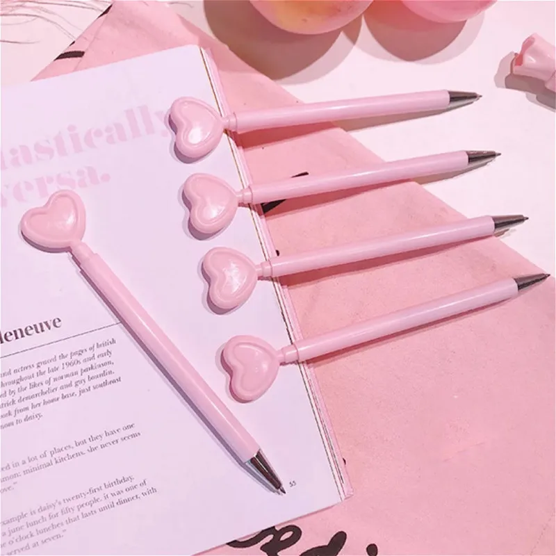 Pink Розовый гель для девочек, ручка в форме сердца, 0,4 мм, черные чернила, кавайные ручки, канцелярские принадлежности для детей, подарок для школы, офиса, канцелярские принадлежности - Цвет: Pink