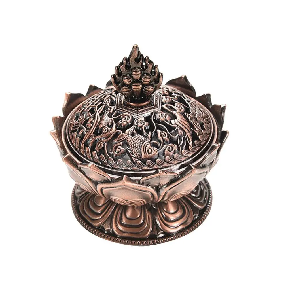 Red Bronze 1 шт., "Тибетский Лотос", ароматическая горелка из сплава, бронзовая мини-горелка для благовоний, благовония, металл, ремесло, домашний декор, Новинка - Цвет: Red Bronze