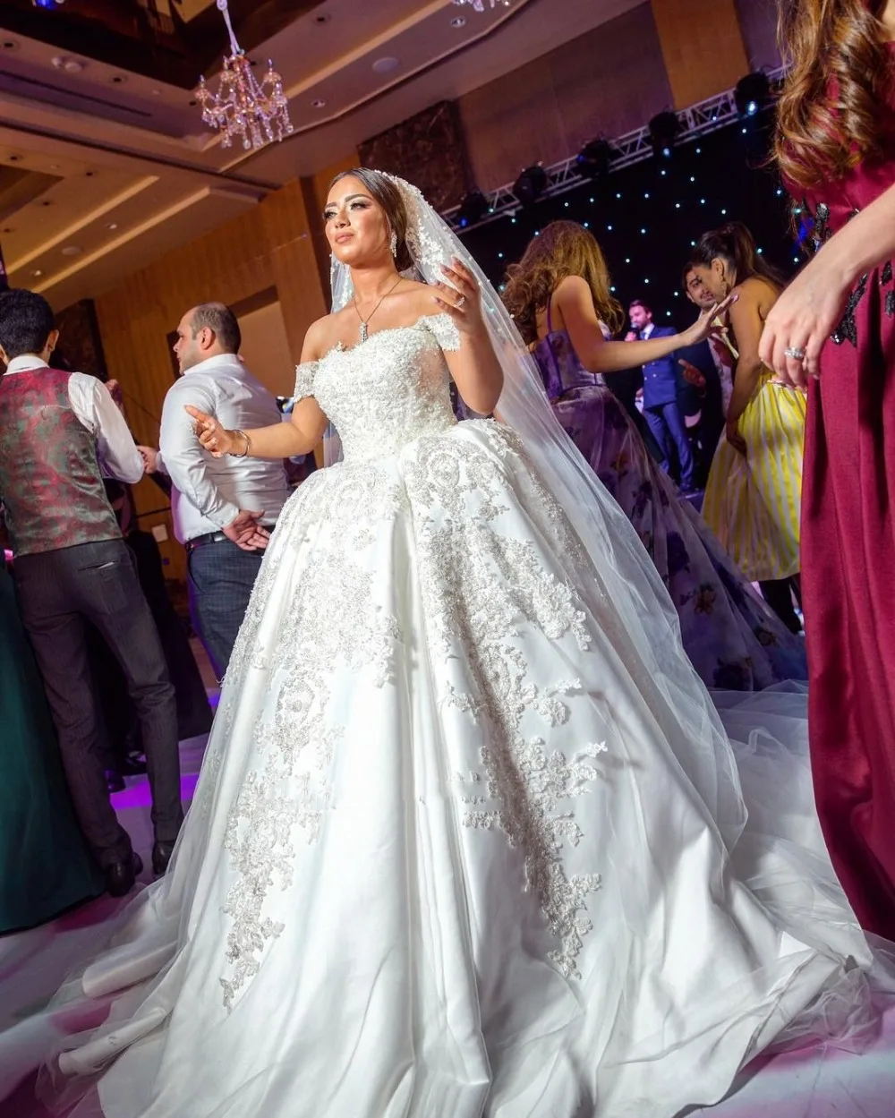 Роскошное мусульманское свадебное платье Vestido De Noiva бальное с открытыми плечами