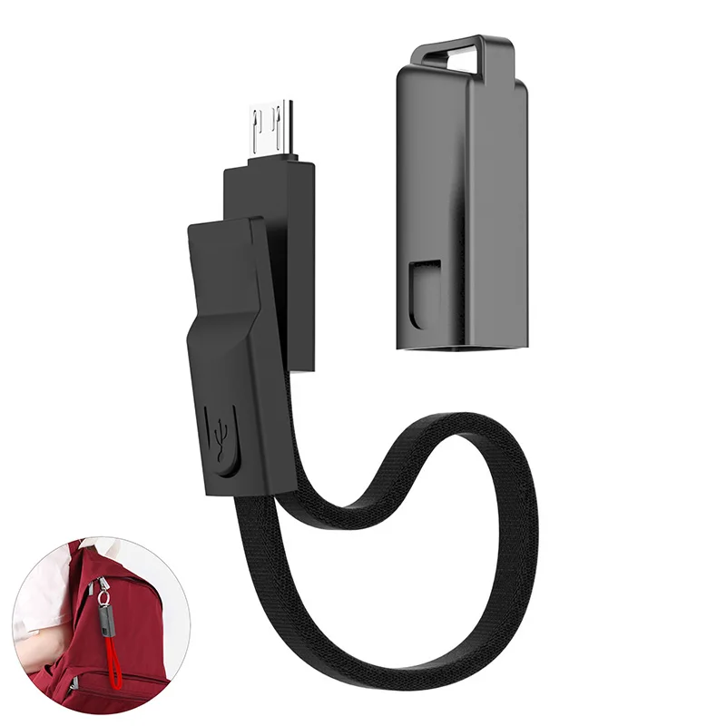 Брелок USB кабель ремешок для быстрой зарядки для iPhone 8 Micro usb type C зарядное устройство для телефона Зарядка Синхронизация данных короткий шнур USBC провод