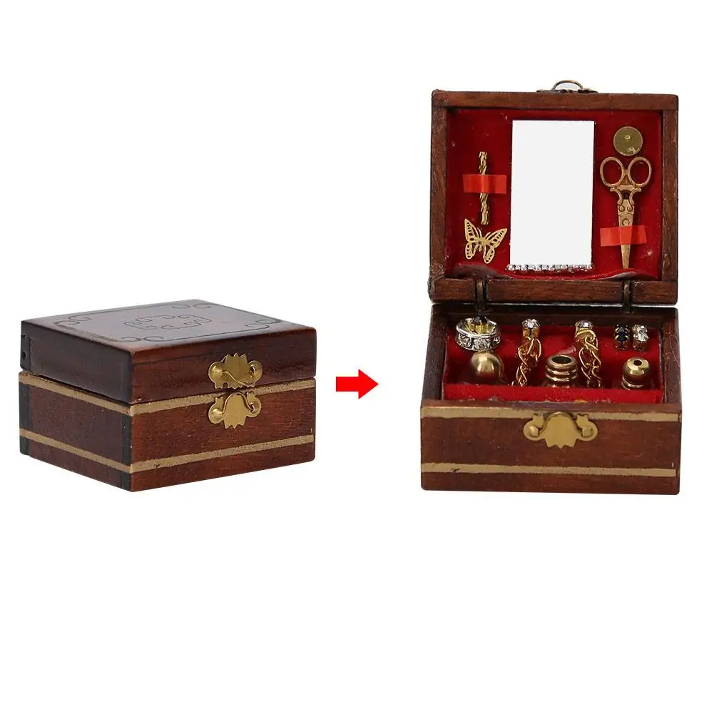 Модель шкатулки для украшений кукольного домика миниатюры Woden детей сделай сам