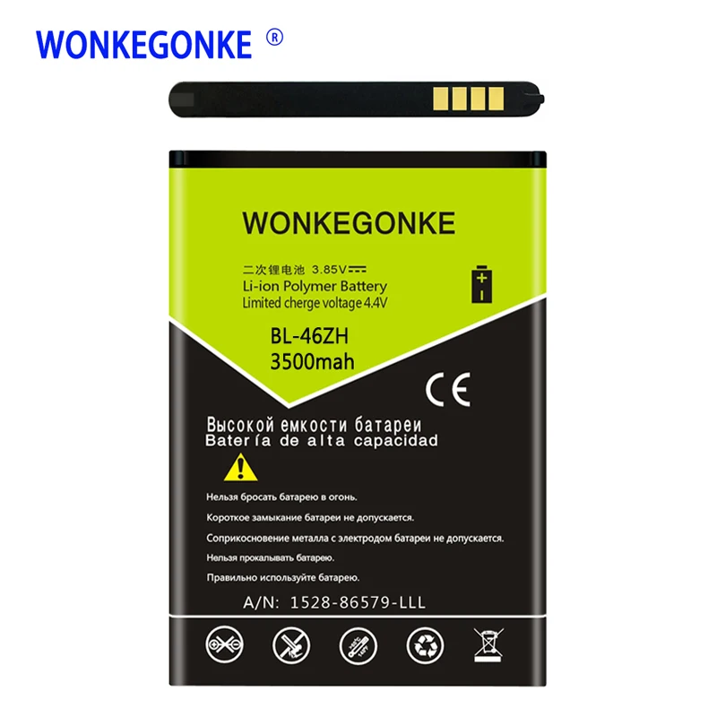 Wonkegonke BL-46ZH Батарея для LG AS330 K332 K350N K371 K373 K7 K8 K8V K89 LS675 LS675 M1 M1V MS330 US375 X210 батареи Bateria