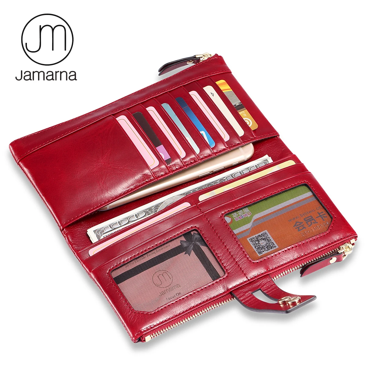 Женский кошелек jamarna из красной кожи женские кошельки с застежкой молнией масло