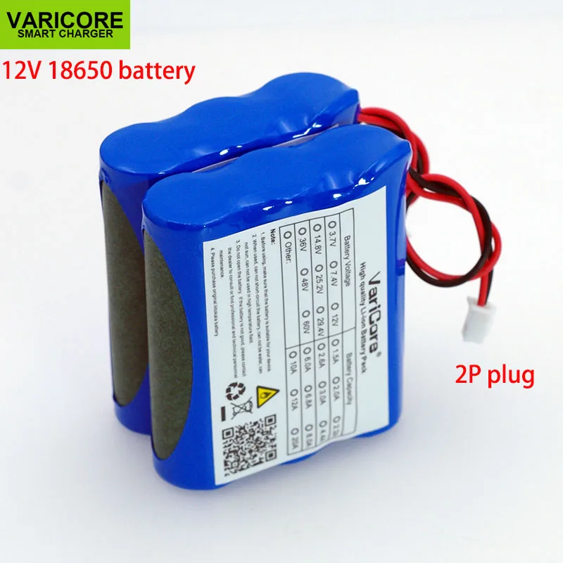 VariCore 12V 18650 2600mAh lithium-ion Battery pack Monitor CCTV Camera battery 12.6 V 1.8A 2A 2.2A 2.5A 2.6A 2.8A 3A batteries