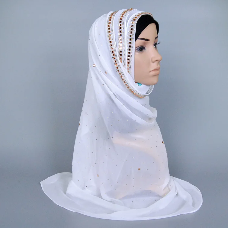 Лето чешский золотой даймонд шифон длинная шарф индия дубай шарфы мусульманский