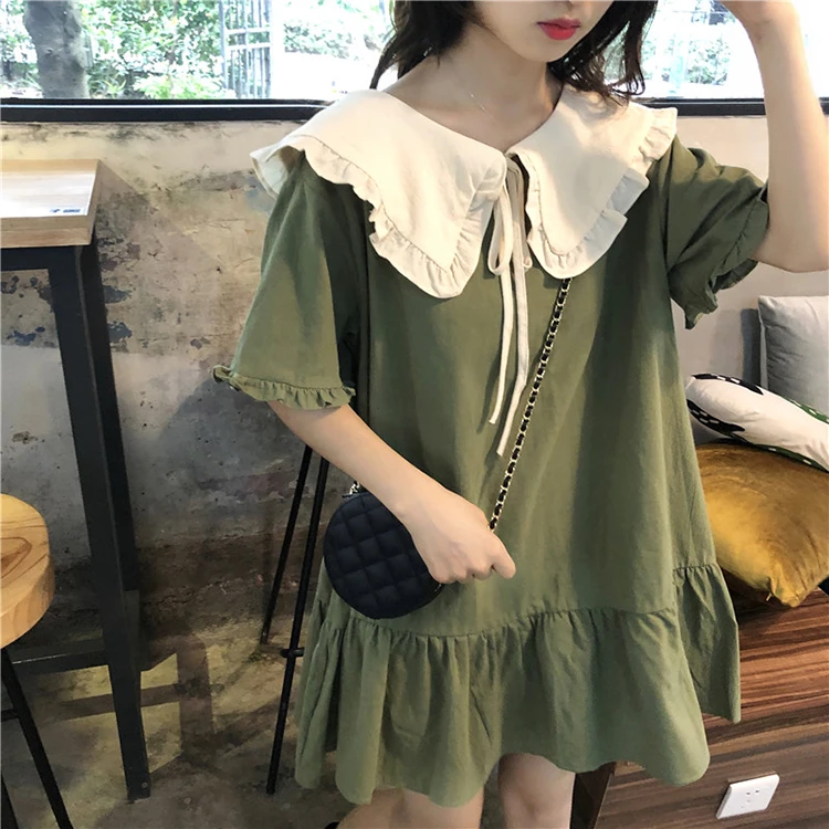 Новинка Лето 2019 Европейский стиль женские свободные три цвета Питер Пэн воротник