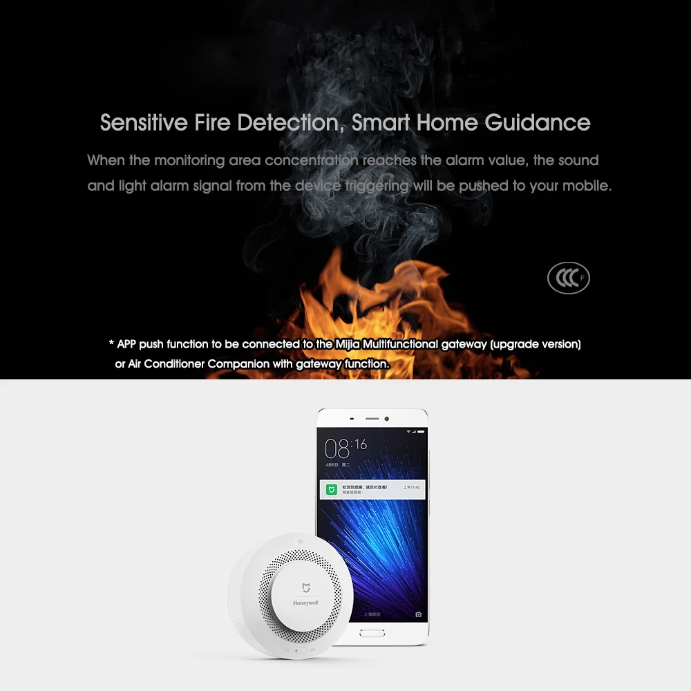 Xiaomi Honeywell Fire Alarm Detector Smoke Sensitive Sensor Home Security Zigbee Smart Fire Alarm Smoke Detector APP Control