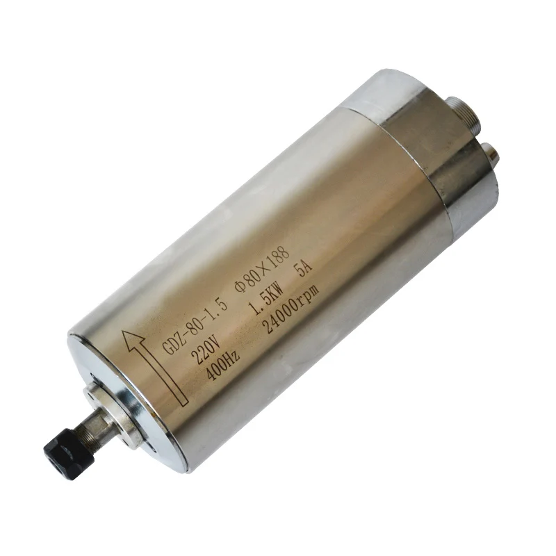 

Engraving machine spindle motor 1.5KW round water-cooled spindle motor diameter 80mm 220V 400HZ speed 0-24000rpm chuck ER11