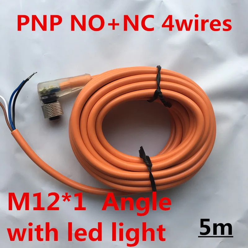 5 шт. м кабель M12 * 1PNP NO + NC 4 провода/штифты гнездовой угловой разъем датчика ЛИНКЕР