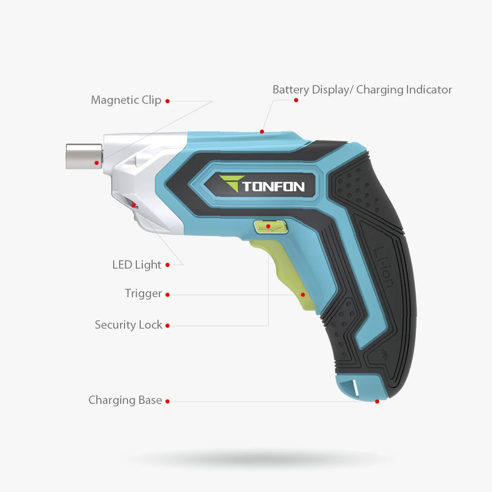Беспроводная электрическая дрель Youpin Tonfon ударный пистолет отвертка с насадками 3