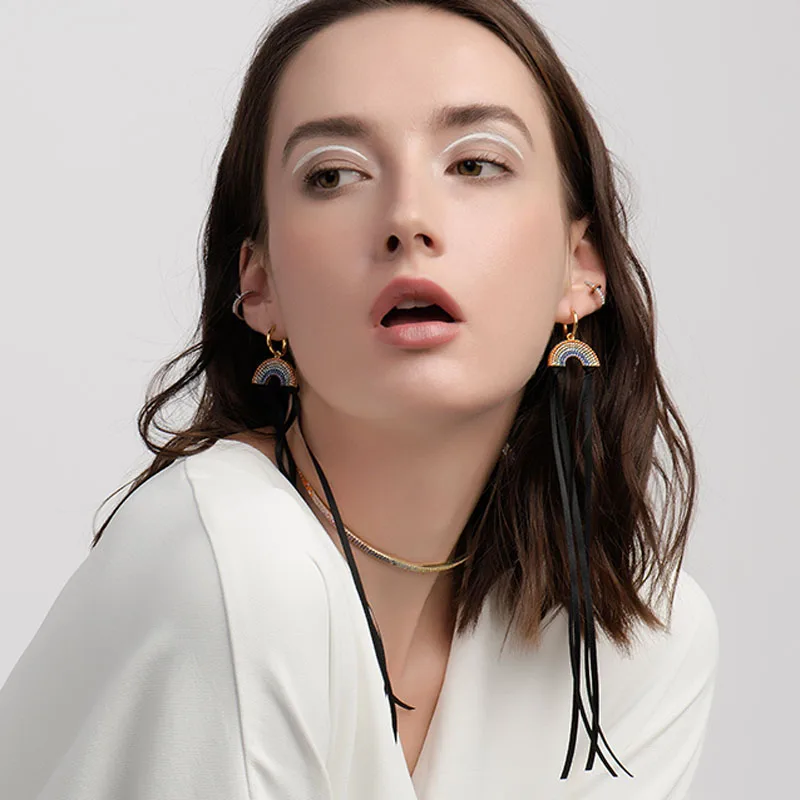 SLJELY модные радужные серьги с лентой из стерлингового серебра 925 пробы