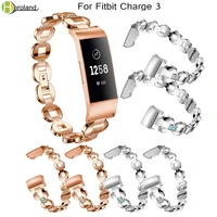 crystal metal watch strap luxury alloy steel for fitbit charge 3 wristbands replacement smart watch band bracelet with diamond