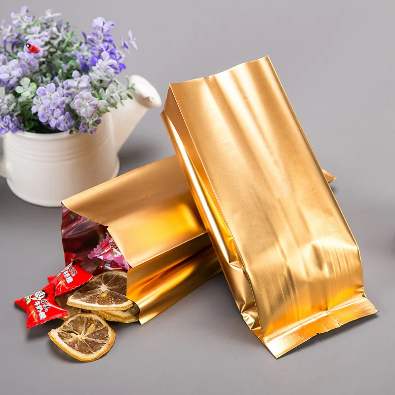 

50pcs Matte Golden Organ Bag Tea Coffee Powder Packing Bags Aluminum Foil Food Vacuum Pouch