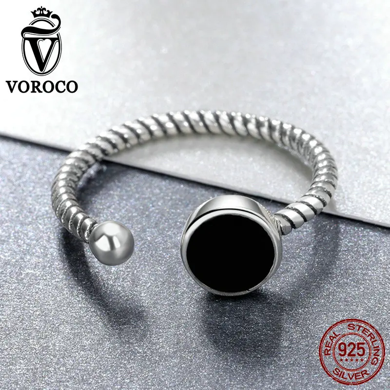 Женское Обручальное Кольцо VOROCO черное Винтажное кольцо из стерлингового серебра